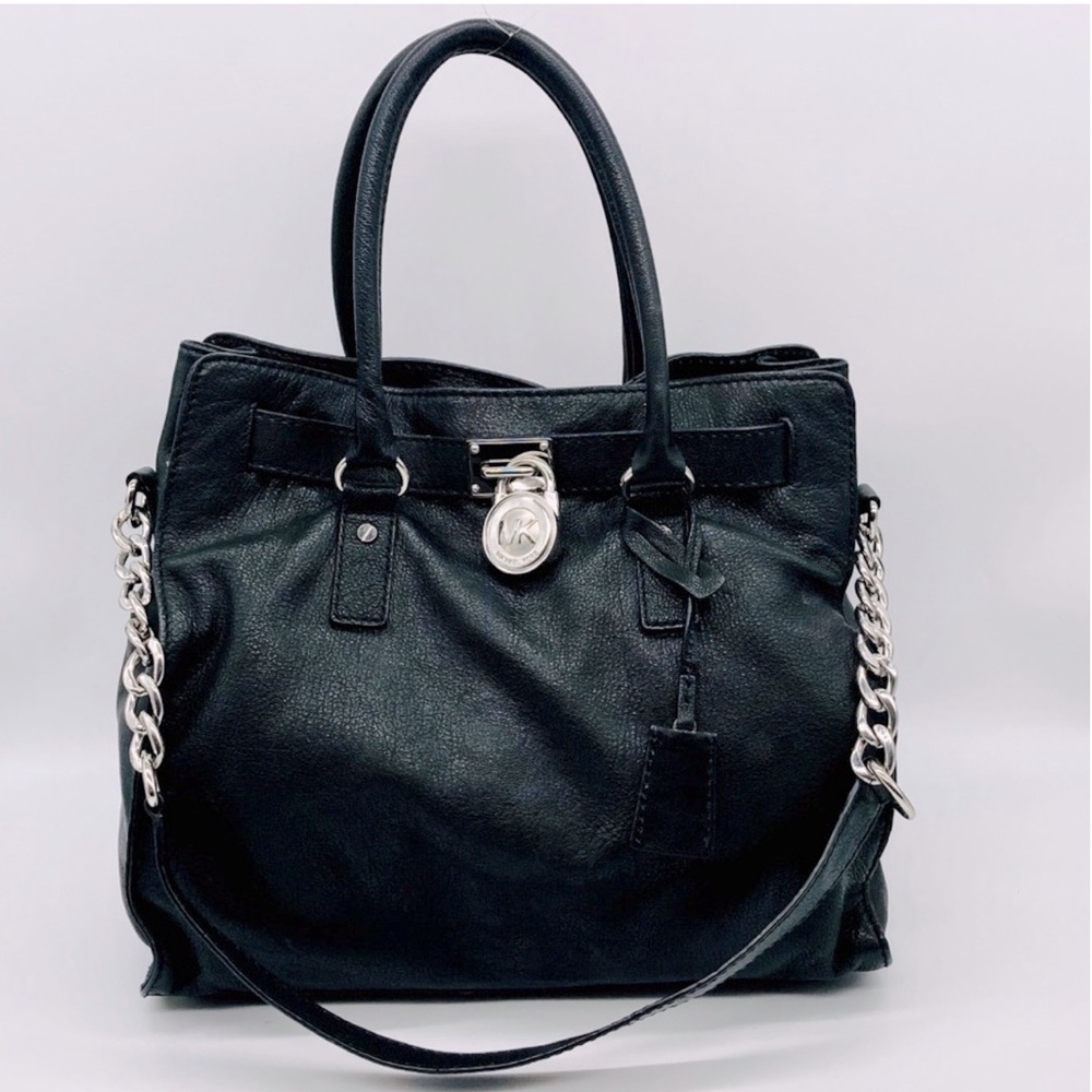 Michael Kors Large Black Leather Hamilton Bag